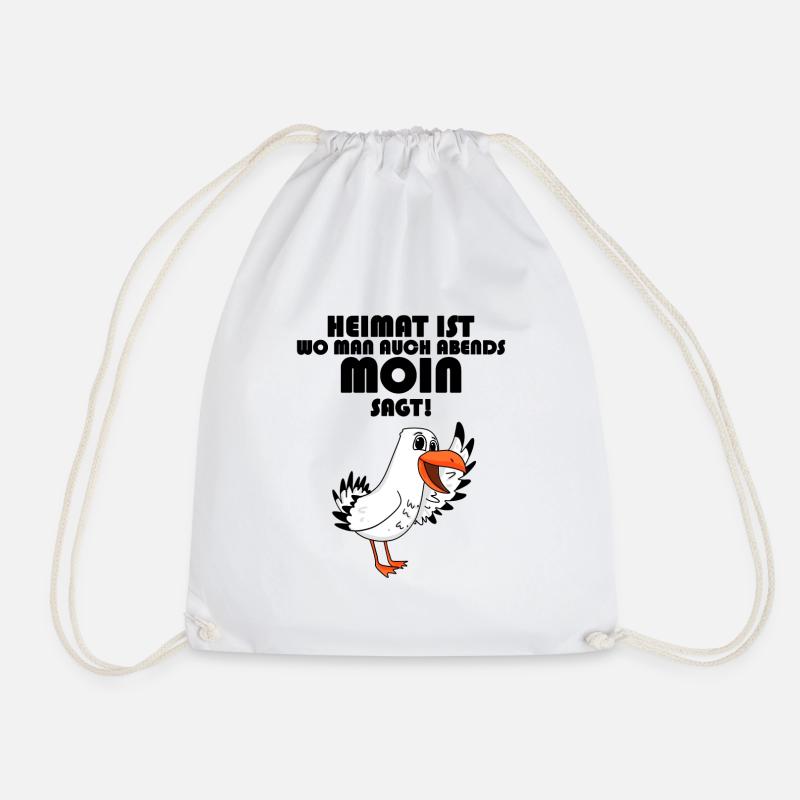 Nordsee Plattdeutsch Spruch Moin Möwe - Turnbeutel - Weiß