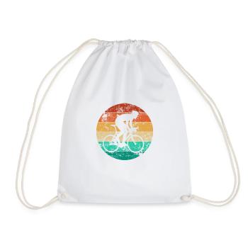 Retro Bike Funny Cyclist - Drawstring Bag - white - Front