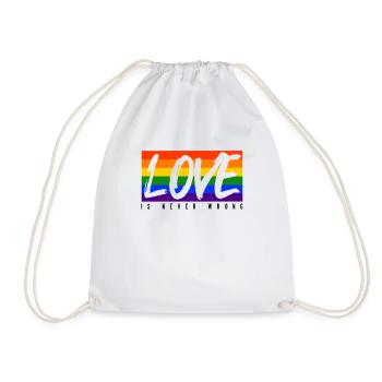LGBTQ love is never wrong - Drawstring Bag - white - Front