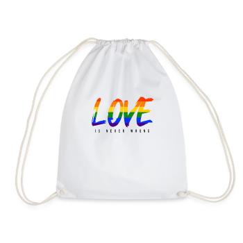 LGBTQ love is never wrong - Drawstring Bag - white - Front