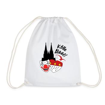 Karneval Kostüm Kölle Alaaf Clown Wappen Dom Köln - Turnbeutel - Weiß - Vorne