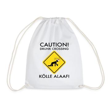 Karneval Kostüm Kölle Alaaf Köln Caution Drunk - Turnbeutel - Weiß - Vorne