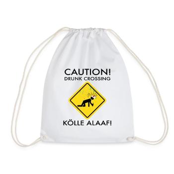 Karneval Kostüm Kölle Alaaf Köln Caution Drunk - Turnbeutel - Weiß - Vorne