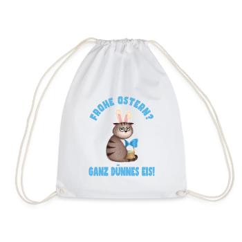 Frohe Ostern - Dünnes Eis - Katze - Turnbeutel - Weiß - Vorne