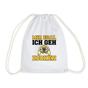 Mir Egal Ich Geh Zocken Gaming Spruch - Turnbeutel - Weiß - Vorne