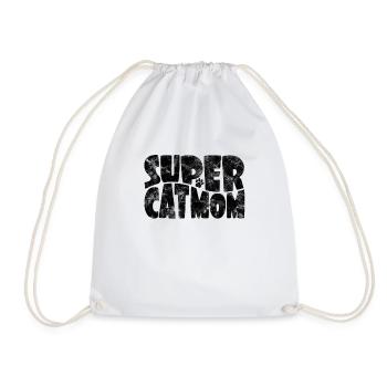 Super Cat Mom for the Best Cat Mom Ever Retro - Drawstring Bag - white - Front