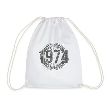 Awesome Since Vintage 1974 Retro Birthday - Drawstring Bag - white - Front