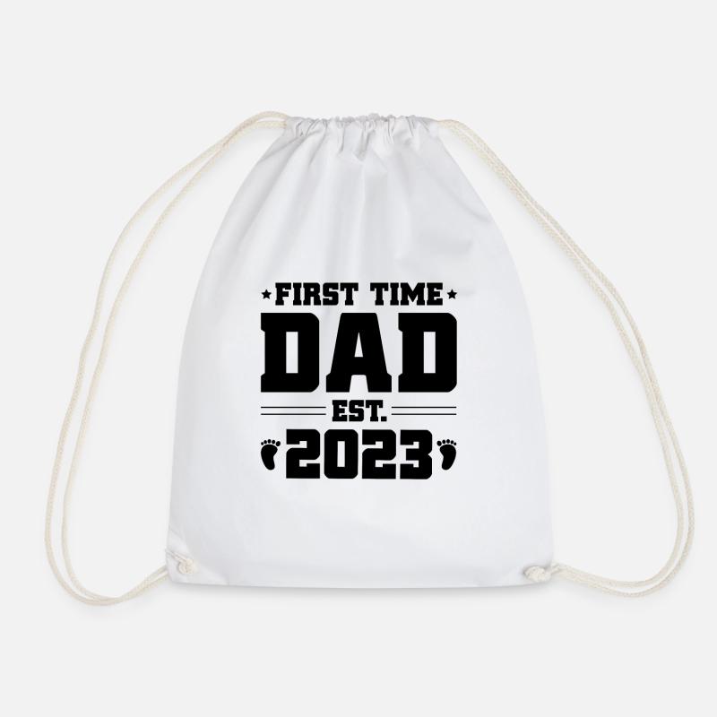 First Time Dad Est 2023 T Shirt Design 3 - Drawstring Bag - white
