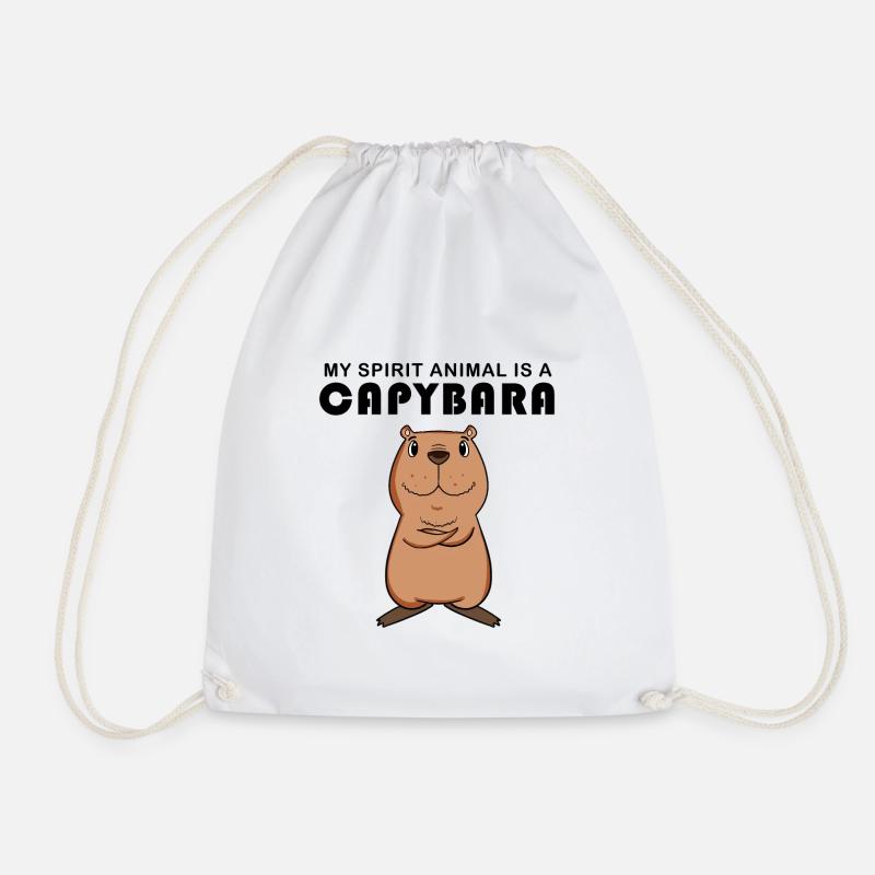 Capybara Capybara Gift - Drawstring Bag - white