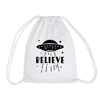 Believe UFO - Drawstring Bag - white - Front
