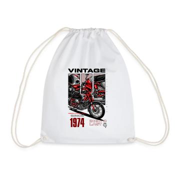 Vintage Motorcycle Bikers Motorbike Birthday 1974 - Drawstring Bag - white - Front