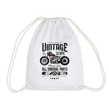Vintage Motorcycle Bikers Motorbike Birthday 1974 - Drawstring Bag - white - Front