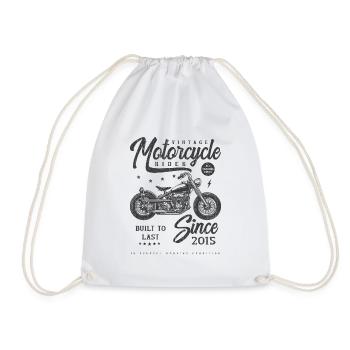 Vintage Motorcycle Biker Birthday Born In 2015 - Drawstring Bag - white - Front
