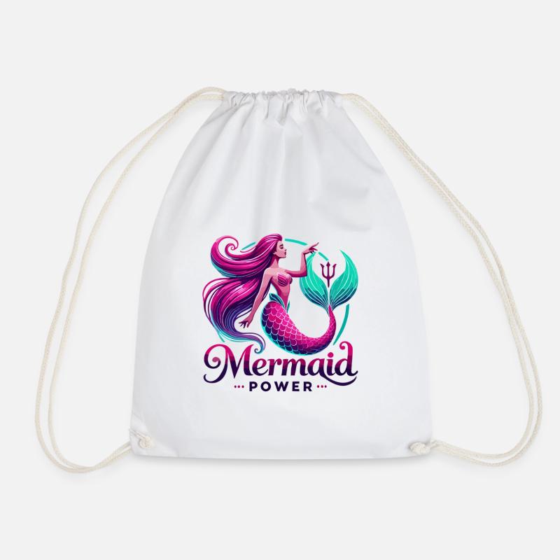 Mermaid Power - Drawstring Bag - white