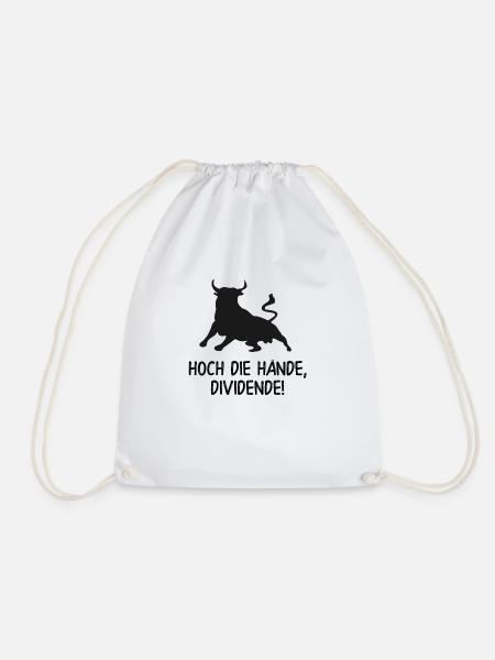 Hoch die Hände, Dividende! lustiges Börsen Shirt - Turnbeutel - Weiß