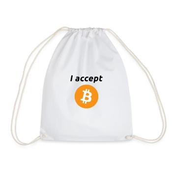 I accept Bitcoins (schwarze Schrift) - Turnbeutel - Weiß - Vorne