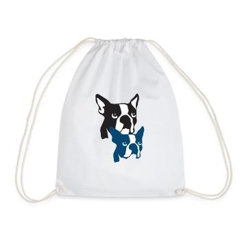 Boston Terrier Knochentiger - Turnbeutel - Weiß - Vorne