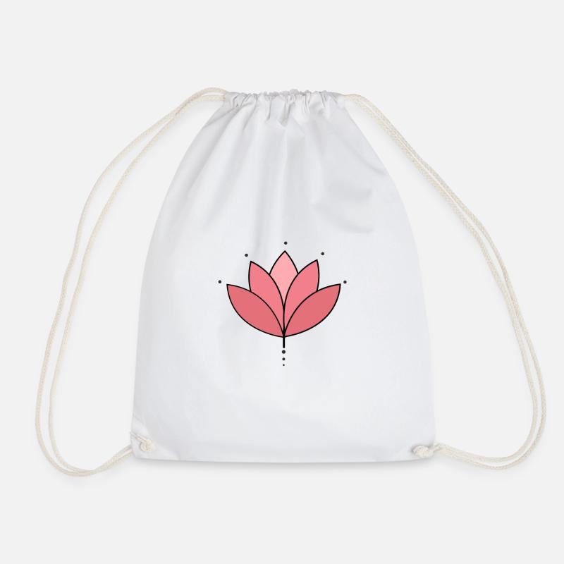 Lotus flower - Drawstring Bag - white