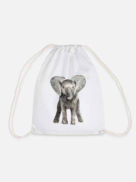 Elephant Baby - Drawstring Bag - white