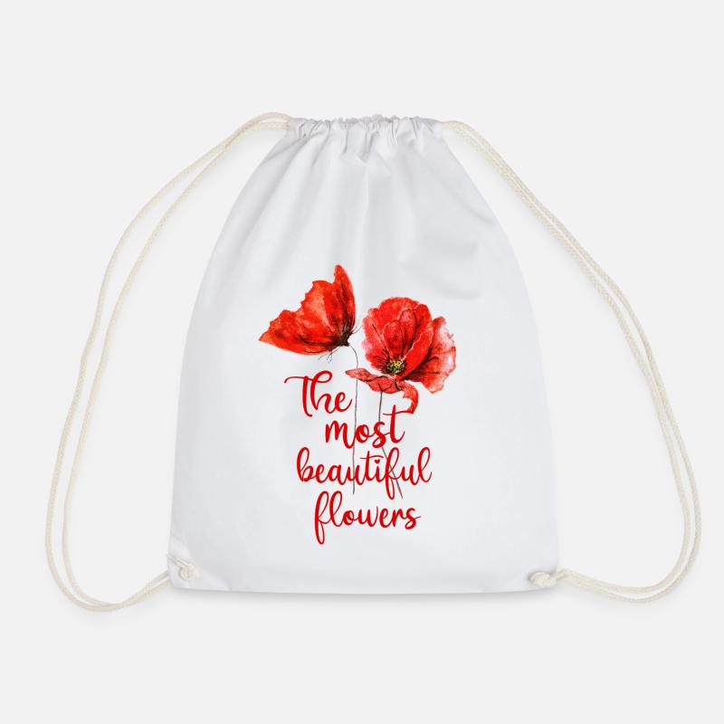 Poppies Poppy red - Drawstring Bag - white