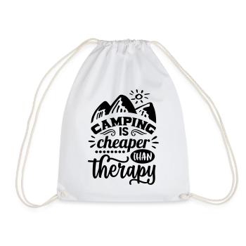 Camping is cheaper - Drawstring Bag - white - Front