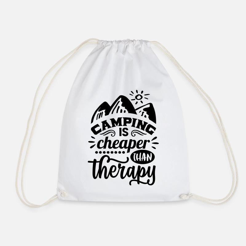 Camping is cheaper - Drawstring Bag - white