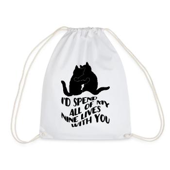 Cute Valentine kittens - Drawstring Bag - white - Front