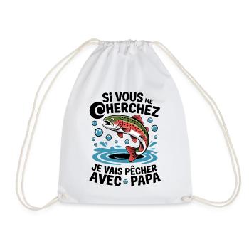 Je vais à la pêche avec papa - truite sautante - Sac de sport léger - blanc - Devant