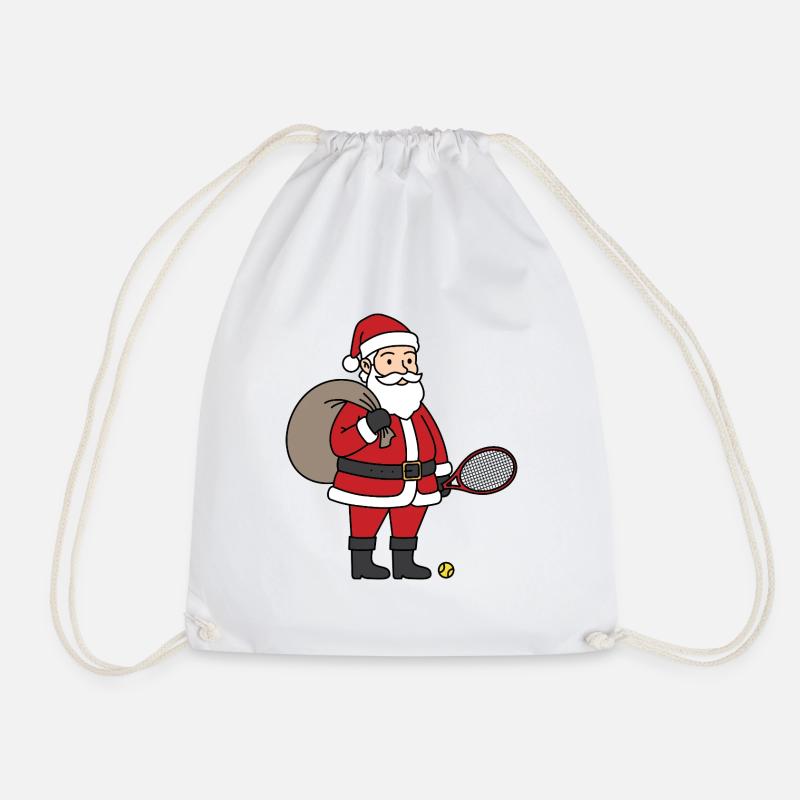 Santa Tennis Cheer - Drawstring Bag - white