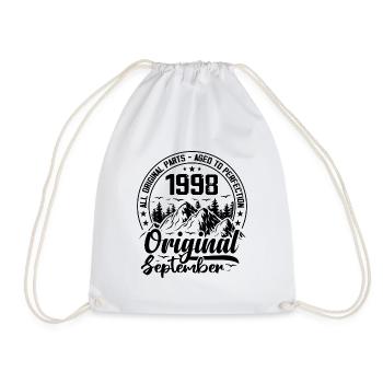 1998 September Original 26 Year Old Birthday Gift - Drawstring Bag - white - Front