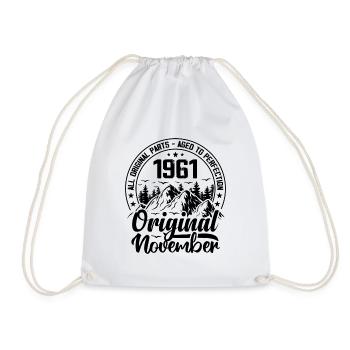 1961 November Original 63 Jahre altes Geburtstagsgeschenk - Turnbeutel - Weiß - Vorne
