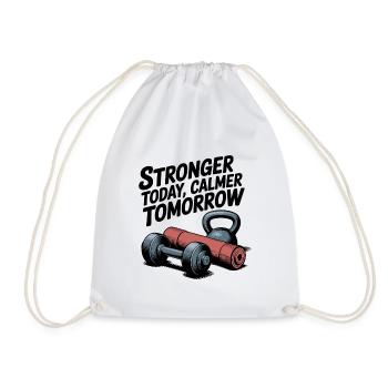 Stronger Today, Calmer Tomorrow – Fit & Zen - Drawstring Bag - white - Front