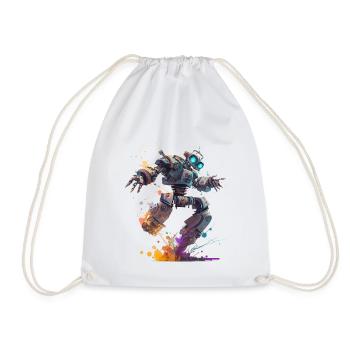 Fantasy robot in a funky art style - Drawstring Bag - white - Front