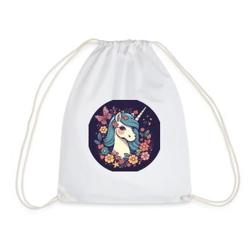 Elegant unicorn with butterfly flowers - Drawstring Bag - white - Front