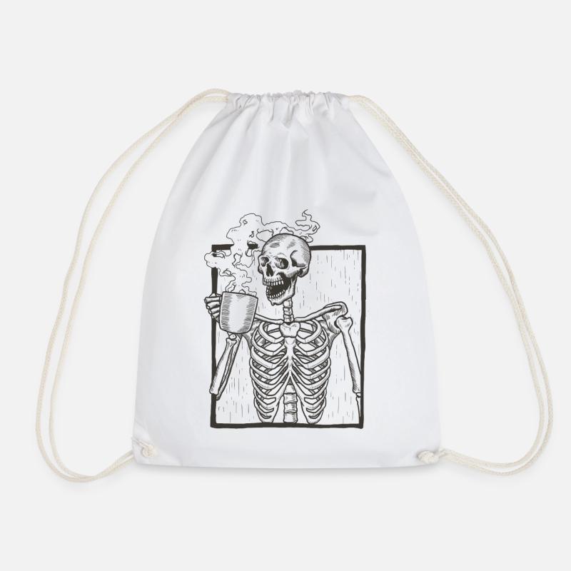 Skeleton portrait coffee gift - Drawstring Bag - white