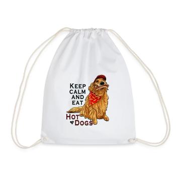 Golden Hot Dog Fan | Yolo artwork - Drawstring Bag - white - Front