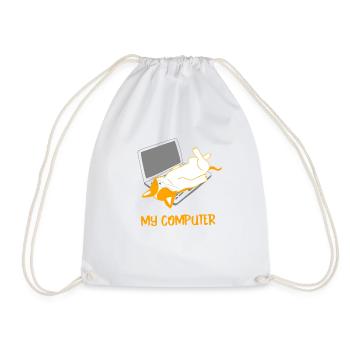 Chat couché sur un cadeau d'ordinateur portable - Sac de sport léger - blanc - Devant