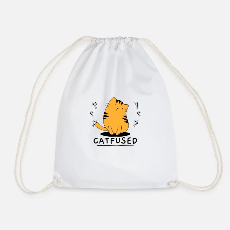Verwirrt Katze Wortspiel Katzen Geschenk - Turnbeutel - Weiß