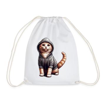 Chat portant un sweat à capuche - Sac de sport léger - blanc - Devant