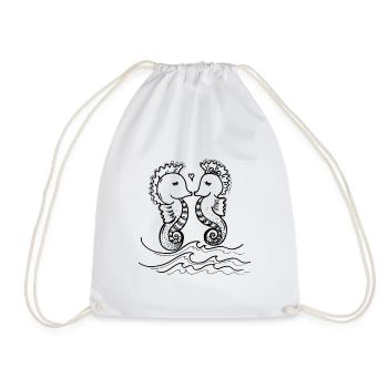 Kissing seahorses - Drawstring Bag - white - Front