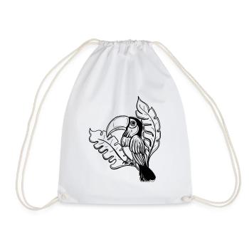 Toucan with leaves - Drawstring Bag - white - Front