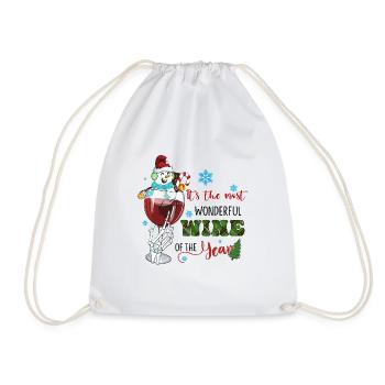 Christmas, wine Christmas, red wine funny wine wine - Drawstring Bag - white - Front