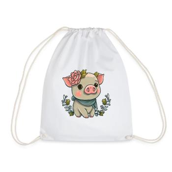 Schwein mit Bandana - Turnbeutel - Weiß - Vorne