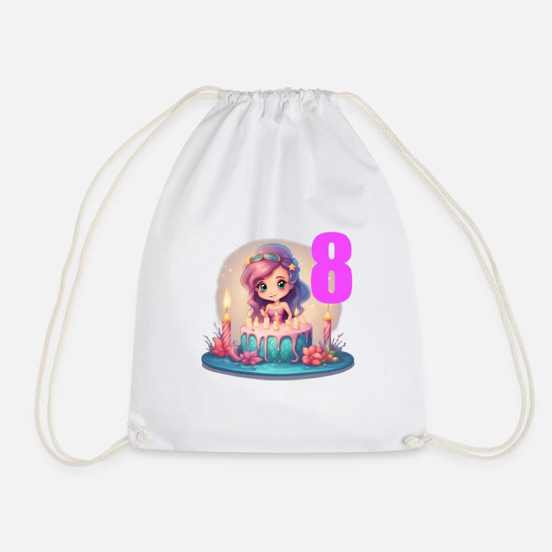 8 Jahre Alt Geburtstagsgeschenk Mädchen - Turnbeutel - Weiß