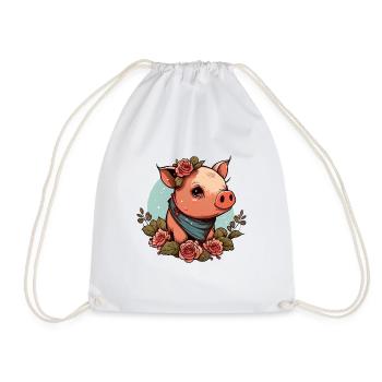 Schwein mit Bandana - Turnbeutel - Weiß - Vorne