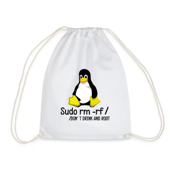 Root Programmer Tux Penguin Coding - Drawstring Bag - white - Front