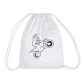 Motocross Dirt Biker Dirt Bike Supermoto - Drawstring Bag - white - Front