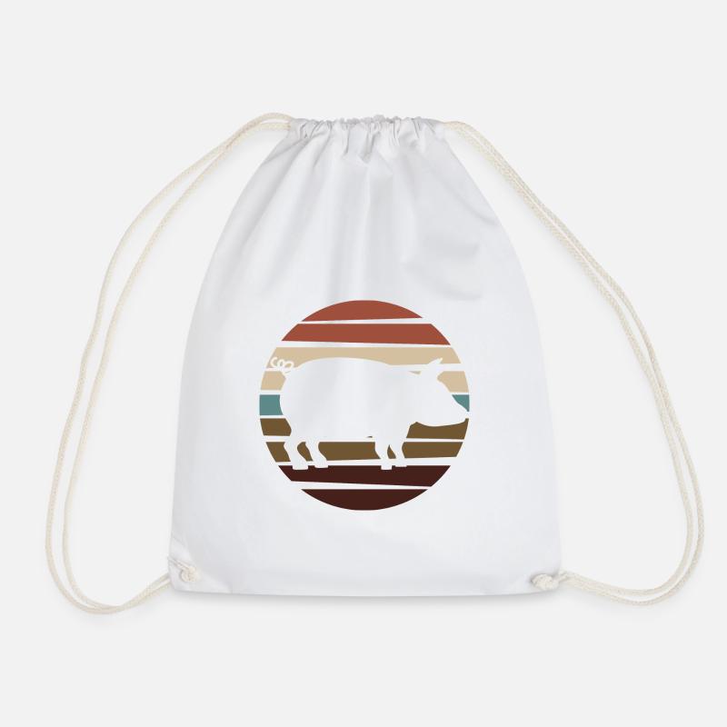 Schweine Schweine Schweinchen Bauer Retro Sau Eber - Turnbeutel - Weiß