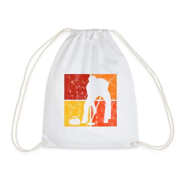 Ice Curling Curler Curling Retro Gift - Drawstring Bag - white - Front