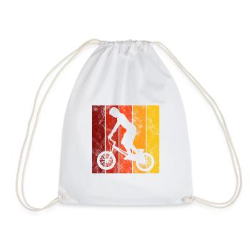 BMX Bike Bike Retro Gift Bicycle Motocross - Drawstring Bag - white - Front